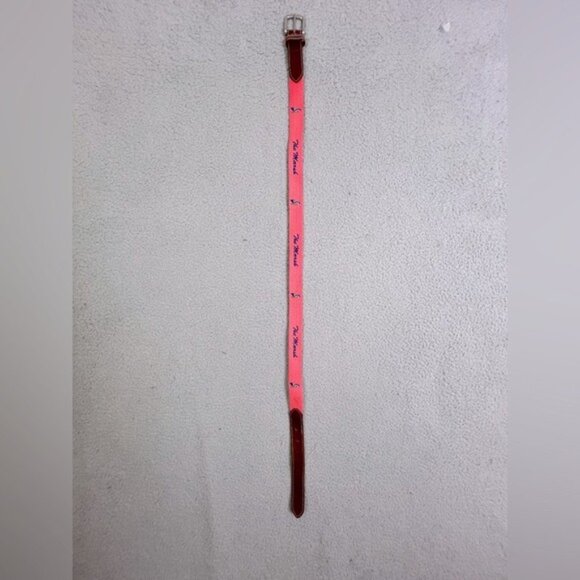 Peter Millar Mens Pink and Brown Canvas Belt Size 38 - Picture 7 of 11